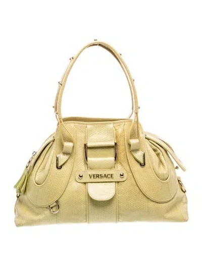Pre-owned Versace Leather Shoulder Bag In Green