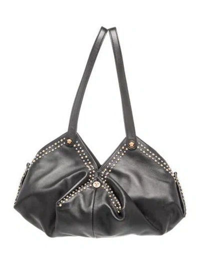 Pre-owned Versace Leather Shoulder Bag In Grey