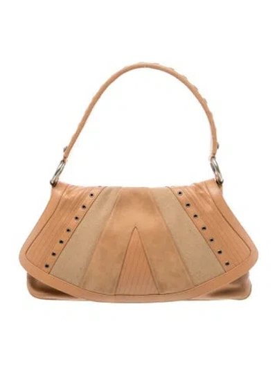 Pre-owned Versace Leather Shoulder Bag In Neutral