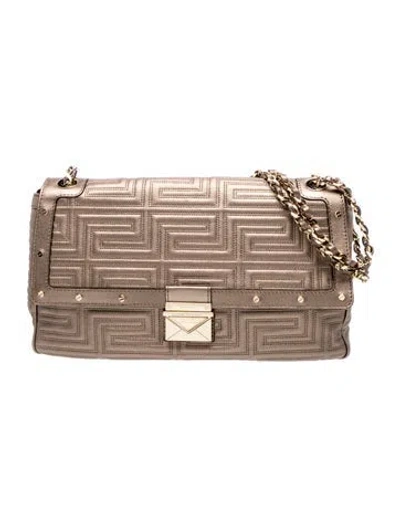 Pre-owned Versace Leather Shoulder Bag In Neutrals
