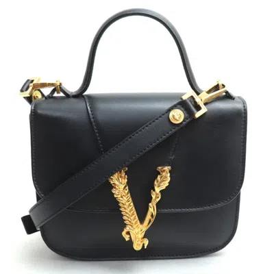 Pre-owned Versace Leather Shoulder Bag () In Black