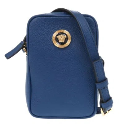 Pre-owned Versace Leather Shoulder Bag () In Blue