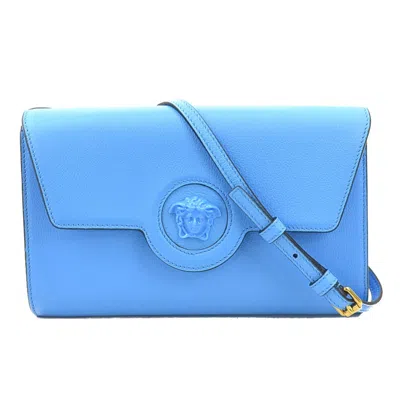 Pre-owned Versace Leather Shoulder Bag () In Blue