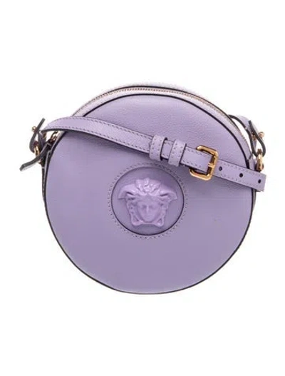 Pre-owned Versace Leather Shoulder Bag In Purple