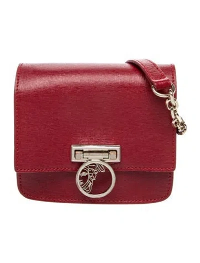 Pre-owned Versace Leather Shoulder Bag In Red