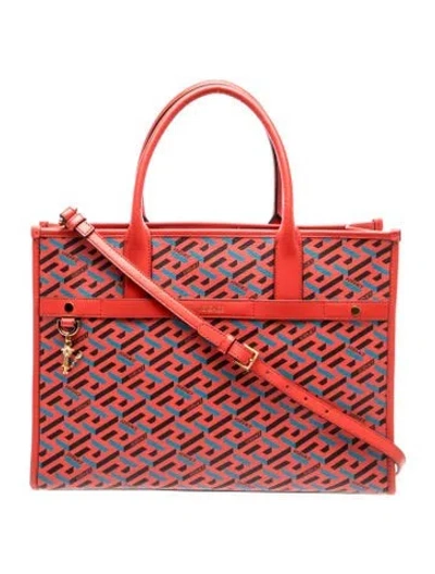 Pre-owned Versace Leather Shoulder Bag In Red