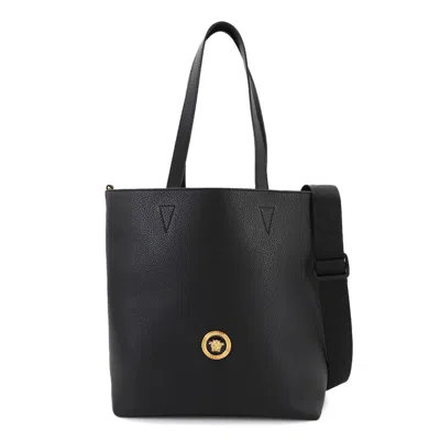 Pre-owned Versace Leather Shoulder Bag Tote Bag () In Black