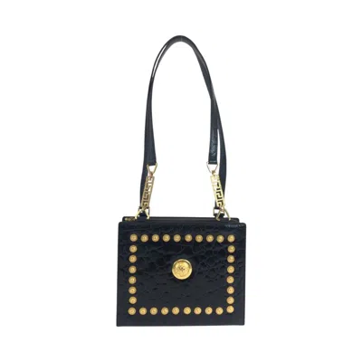 Pre-owned Versace Leather Shoulder Bag Tote Bag () In Black