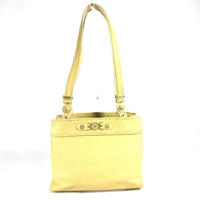 Pre-owned Versace Leather Shoulder Bag Tote Bag () In Yellow