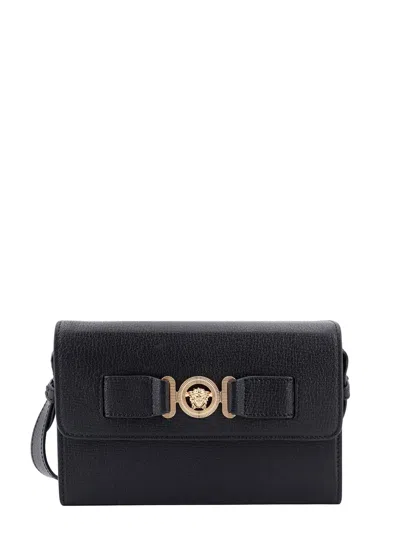 Versace Leather Shoulder Bag With Frontal Iconic Medusa