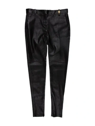 Pre-owned Versace Leather Skinny Leg Pants W/ Tags In Black