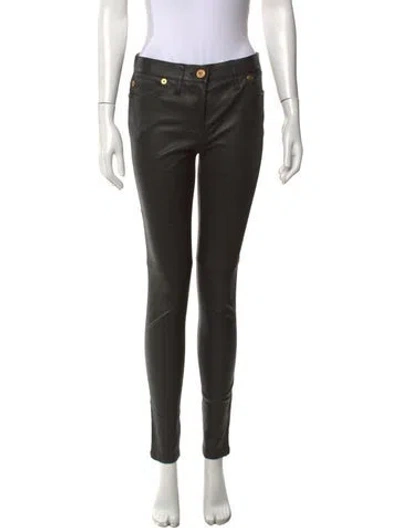 Pre-owned Versace Leather Skinny Leg Pants W/ Tags In Black