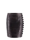 Versace Leather Pleated Mini Skirt In Black