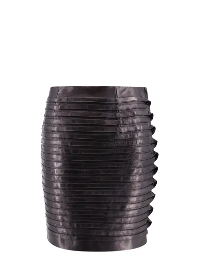 Versace Leather Skirt In Black