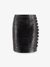 Versace Leather Pleated Mini Skirt In Black