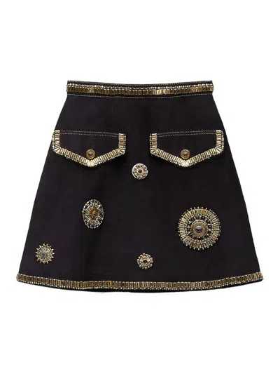 Versace Leather Skirt In Black