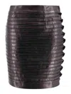 Versace Leather Pleated Mini Skirt In Black