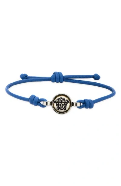 Versace Leather Slide Bracelet In Gray