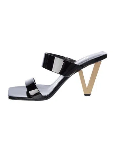 Pre-owned Versace Leather Slides In Black