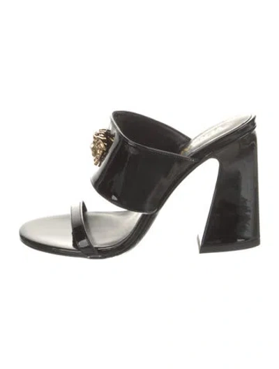 Pre-owned Versace Leather Slides In Black