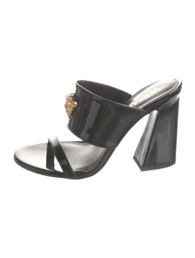 Pre-owned Versace Leather Slides In Black