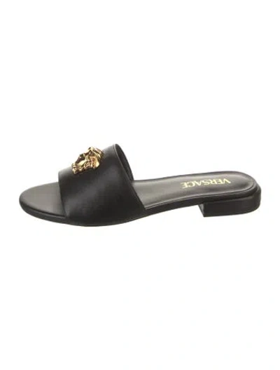 Pre-owned Versace Leather Slides In Black