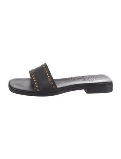 Pre-owned Versace Leather Slides In Black