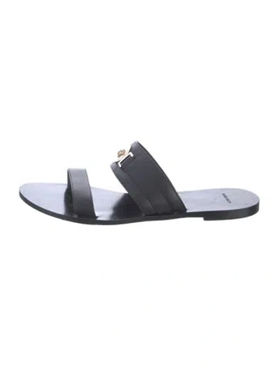 Pre-owned Versace Leather Slides In Black