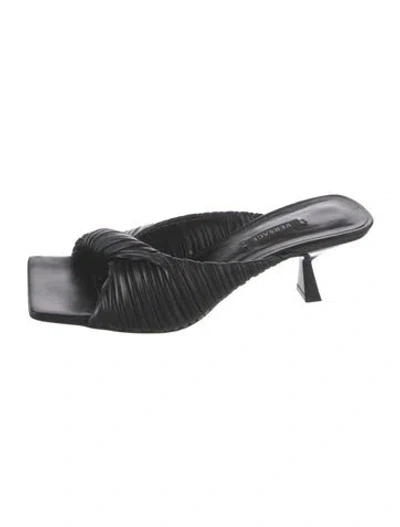 Pre-owned Versace Leather Slides In Black
