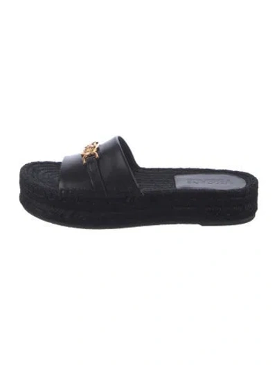 Pre-owned Versace Leather Slides In Black