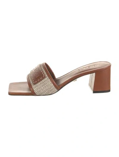 Pre-owned Versace Leather Slides In Brown