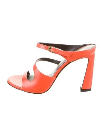 Pre-owned Versace Leather Slides In Orange