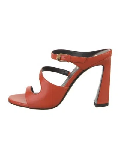 Pre-owned Versace Leather Slides In Orange