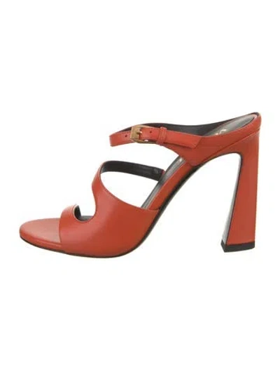 Pre-owned Versace Leather Slides In Orange