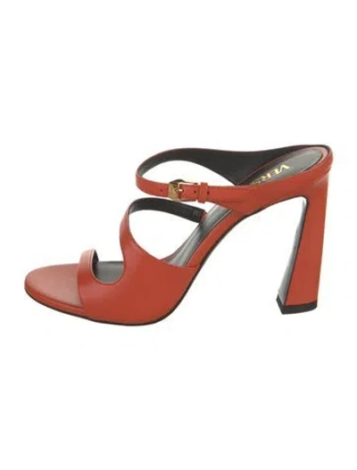 Pre-owned Versace Leather Slides In Orange