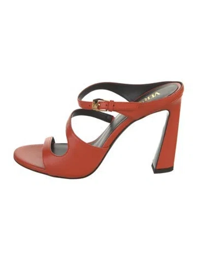 Pre-owned Versace Leather Slides In Orange