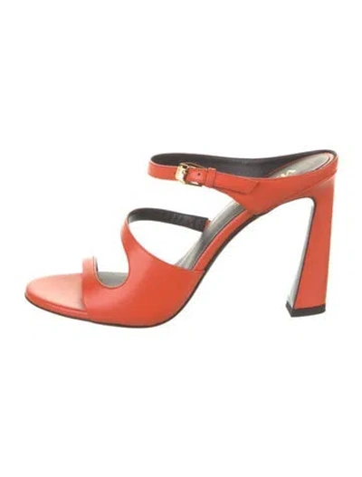 Pre-owned Versace Leather Slides In Orange