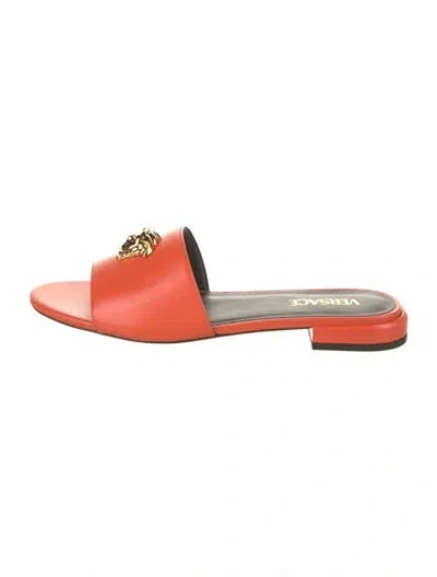 Pre-owned Versace Leather Slides In Orange