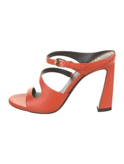 Pre-owned Versace Leather Slides In Orange
