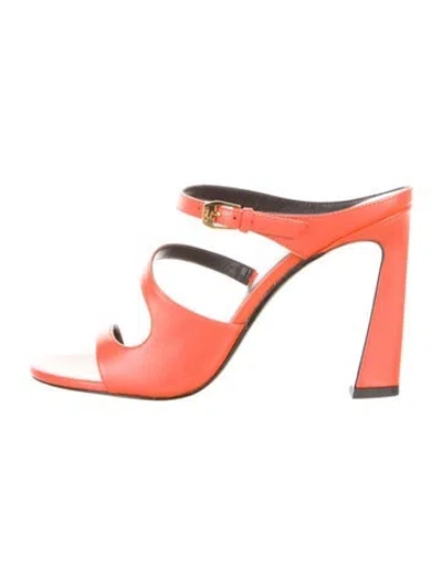 Pre-owned Versace Leather Slides In Orange
