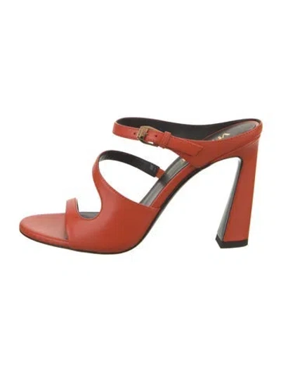 Pre-owned Versace Leather Slides In Orange