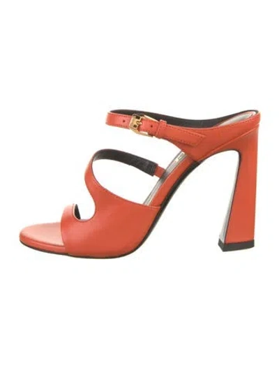 Pre-owned Versace Leather Slides In Orange
