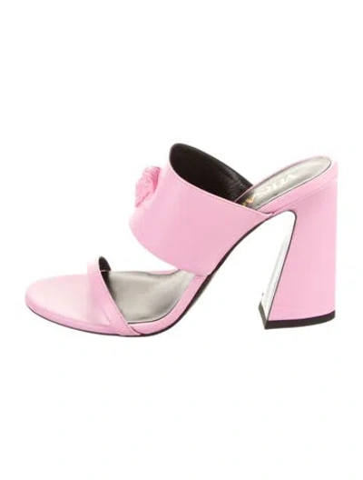 Pre-owned Versace Leather Slides In Pink