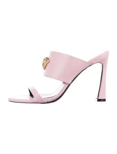 Pre-owned Versace Leather Slides In Pink