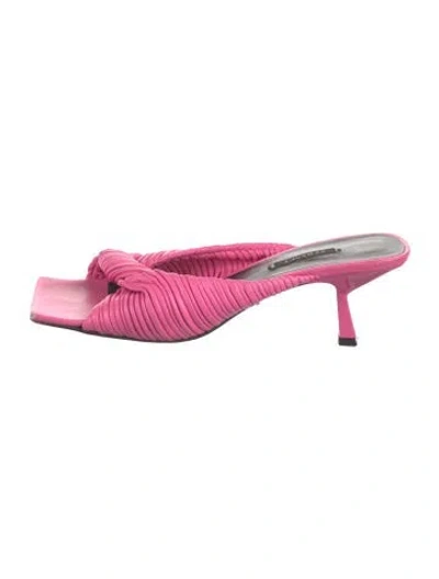 Pre-owned Versace Leather Slides In Pink