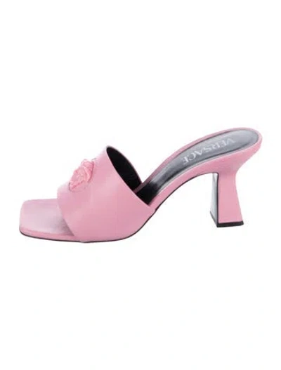 Pre-owned Versace Leather Slides In Pink