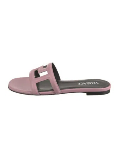 Pre-owned Versace Leather Slides In Pink