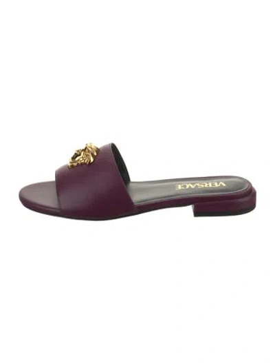 Pre-owned Versace Leather Slides In Purple