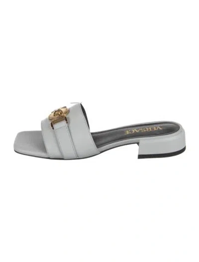 Pre-owned Versace Leather Slides In White