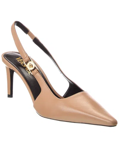 Versace Leather Slingback Pump In Neutral